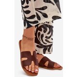 Boto Women's Flat Sandals With Cutouts Dark Brown Salyra | Shoptok.si