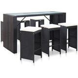 The Living Store Vrtna barska garnitura z blazinami 7-delna poli ratan črna - Vrtni Barski Komplet, (21422460) | Shoptok.si