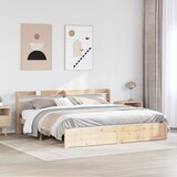 vidaXL Posteljni okvir z vzglavjem 200x200 cm trdna borovina | Shoptok.si