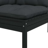 vidaXL Kutna vrtna sofa s jastucima crna od masivne borovine | shoptok.hr