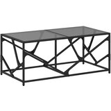 Maison Chic Klubska mizica - kavna mizica - Nizka mizica s črno stekleno površino 98,5x50x41 cm jeklo, (21753285) Cene
