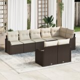  8-dijelni vrtni sofa set s jastučićima smeđi poli ratan | shoptok.hr