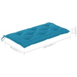  Klupa sa svjetloplavim jastukom 112 cm masivna tikovina | shoptok.hr
