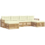  Setovi sofa s jastukom 6 pcs Bijela i krem Čvrsto drvo akacije | shoptok.hr