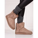 SHELOVET Warm Women's Snow Boots Brown with Button | Shoptok.si