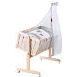 Roba Zibelka iz masivne bukve na koleščkih/z ogrodjem za baldahin 40x90 cm v naravni barvi Adam and Owl – | Shoptok.si