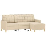 vidaXL Kavč trosed s stolčkom za noge krem 180 cm blago | Shoptok.si