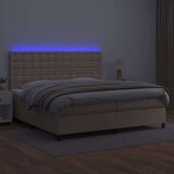  Krevet box spring madrac LED cappuccino 200x200cm umjetna koža | shoptok.hr