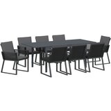 vidaXL 9 komada set za objedovanje s jastučićima crni PE ratan, proširivi vrtni stol antracit (140-210)x90x73 cm čelik | shoptok.hr