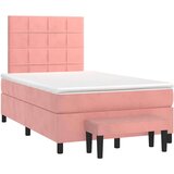 vidaXL Box spring postelja z vzmetnico roza 120x190 cm žamet, (21128878) | Shoptok.si