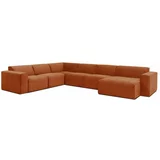 Scandic tamnonarančasta baršunasta modularna sofa u obliku slova U Sting, desni kut