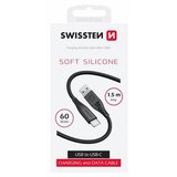 Swissten kabel USB/USB-C, SOFT SILICONE, 3A, 60W, 1.5m, crni | shoptok.hr