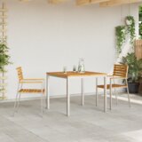 vidaXL 3-delni jedilni set za vrt iz trdnega akacijevega lesa, zunanja jedilna miza 90x90x74.5 cm iz trdnega akacijevega lesa, zložljivi vrtni stoli 2 kosa iz trdnega akacijevega lesa in jekla | Shoptok.si