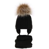 AGBO Girl's winter set: hat and tube scarf black Klementin with pompom Cene