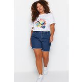 Trendyol Curve Plus Size Shorts & Bermuda - Blue - Normal Waist | Shoptok.si