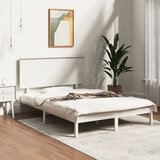 Maison Chic Posteljni okvir - Dvoposteljna postelja - Zakonska postelja brez vzmetnice bel 140x200 cm trdna borovina-J11407, (21775750) | Shoptok.si