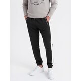 Ombre Men's sweatpants joggers with contrasting stripes - black | Shoptok.si