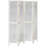  Sobna pregrada s 4 panela bijela od masivnog drva paulovnije 40 x 180 cm | shoptok.hr