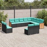  12-dijelni vrtni set s jastucima crni poliratan | shoptok.hr