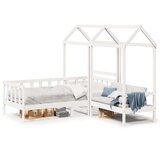  Dnevna postelja s klopjo in streho bela 80x200cm trdna borovina | Shoptok.si