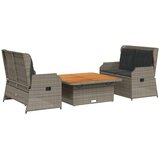  3-dijelna vrtna garnitura od poliratana s jastucima siva 110 x 110 x 40/71 cm | Shoptok.si