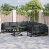 vidaXL Vrtna sedežna garnitura 9 pcs Črna 70 x 70 x 32 cm Aluminij | Shoptok.si