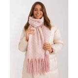 Fashion Hunters Light pink and white patterned scarf with fringe Cene