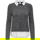 Only Puloverji ONLDOLLY LS WOVEN MIX PEARL PULL CC KNT 15353350 Siva Cene
