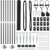 vidaXL Heksoidna ograja Siva 1.2x10 m Jeklo, Ograjni stebri s konico 7 kos Ø32 mm 140 cm Cinkano jeklo | Shoptok.si