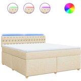 vidaXL Box spring postelja z vzmetnico krem 180x200 cm blago, (21309643) | Shoptok.si