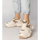 Gemre Beige women's sports sneakers with leopard insert Sandra | Shoptok.si