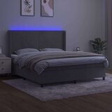  Box spring s madracem LED svjetlosivi 180x200 cm baršun | shoptok.hr