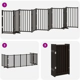 vidaXL Ograda za pse z vrati zložljiva 9 panelov črna 450 cm les | Shoptok.si