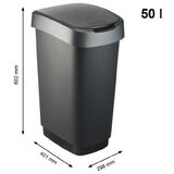 Rotho Črno-srebrn plastičen koš za smeti 50 l Twist – | Shoptok.si