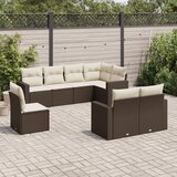  8-dijelni set vrtnih sofa s jastucima smeđi od poliratana | shoptok.hr