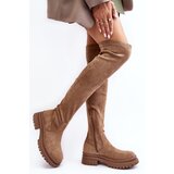 EVENTO Women's Over-the-Knee Flat Heel Boots Beige Silune | ePonuda.com