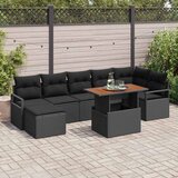  Vrtni set za objed s jastukom 8 pcs Crna i smeđa | shoptok.hr