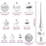 vidaXL set božićnih ukrasnih kuglica 120 pcs srebrno plastika | shoptok.hr