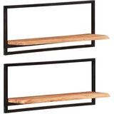  Zidne police 2 kom 80 x 25 x 35 cm masivni bagrem i čelik | shoptok.hr