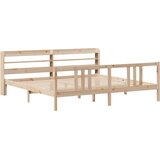 vidaXL Posteljni okvir z vzglavjem 200x200 cm trdna borovina, (21311334) | Shoptok.si