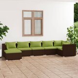 The Living Store Vrtna sedežna garnitura 7-delna z blazinami poli ratan rjava - Vrtna Sedežna Garnitura, (21472265) | Shoptok.si