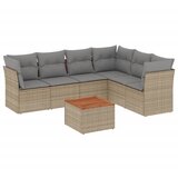 Maison Chic Seti vrtnega pohištva - Vrtna garnitura - Vrtni pohištvo set 7-delna z blazinami bež poli ratan, (21803621) | Shoptok.si