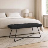  Klupa s gumbastim tkanjem Crna 110 x 40 x 46 cm Tkanina | shoptok.hr