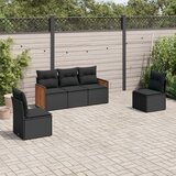 Maison Chic Seti vrtnega pohištva - Vrtna garnitura - Vrtni pohištvo set 5-delna z blazinami črn poli ratan, (21817287) | Shoptok.si