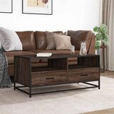  Stolić za kavu smeđa boja hrasta 100x50x45 cm od drva i metala | Eponuda.com