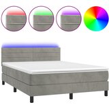  box spring s madracem LED svjetlosivi 140x190 cm baršun | shoptok.hr