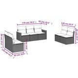  7-dijelni set vrtnih sofa od poliratana s jastucima crni | shoptok.hr