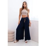 Kesi Włoski Women's wide-leg viscose trousers navy blue | shoptok.hr