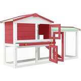Vanjski veliki kavez za zečeve crveno-bijeli 145x45x84 cm drvo | shoptok.hr