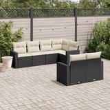 Maison Chic Seti vrtnega pohištva - Vrtna garnitura - Vrtni pohištvo set 7-delna z blazinami črn poli ratan, (21803603) | Shoptok.si